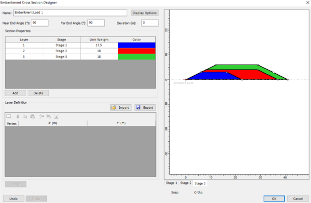 Embankment Cross Section Designer dialog